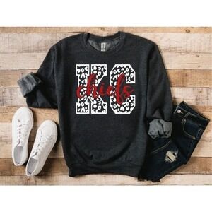 KC Chiefs Leopard Football Mom Kansas City Sweatshirt